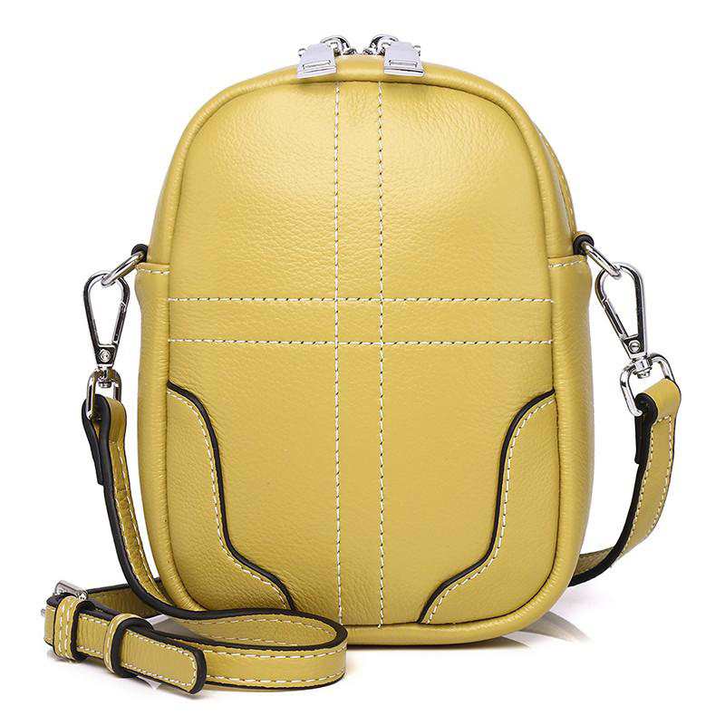 Sac bandoulière en cuir véritable pour femme, mini sac à bandoulière pour fille, sac à main en cuir de vachette pour téléphone, rabat zippé