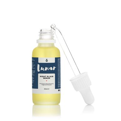 Sérum de noche Lunar Glow Night Elixir con aceite mineral, sérum reparador antiedad de noche, 30 ml