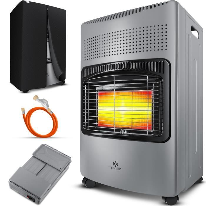 KESSER keramische gaskachel - 4200 watt - donkergrijs - inclusief drukregelaar - inclusief gasslang