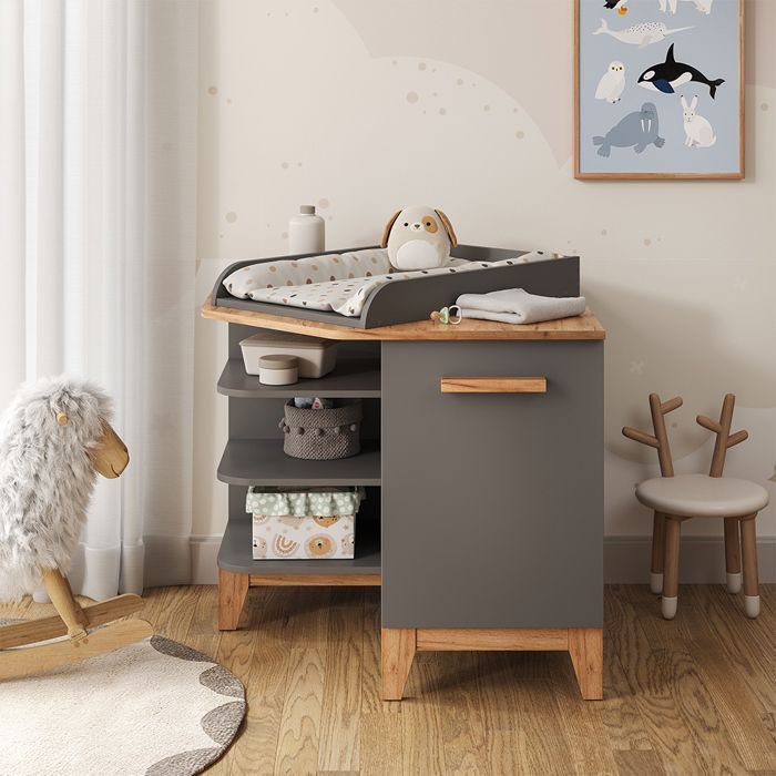 Cambiador Malia de 85x85,2 cm con puerta, color gris/artesanal Vitalispa 58362