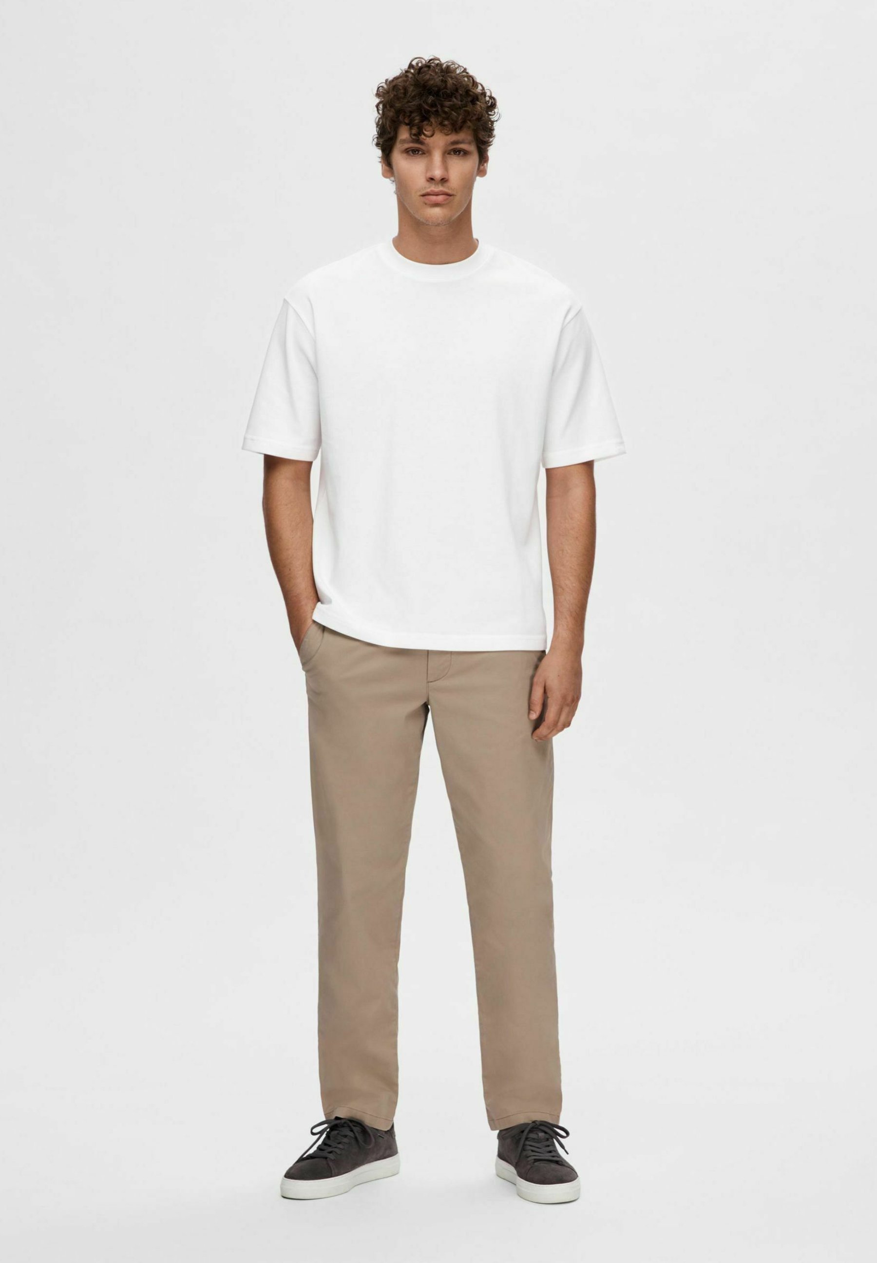 Selected Homme SLHLOOSEOSCAR Col rond - T-shirt basique - blanc éclatant