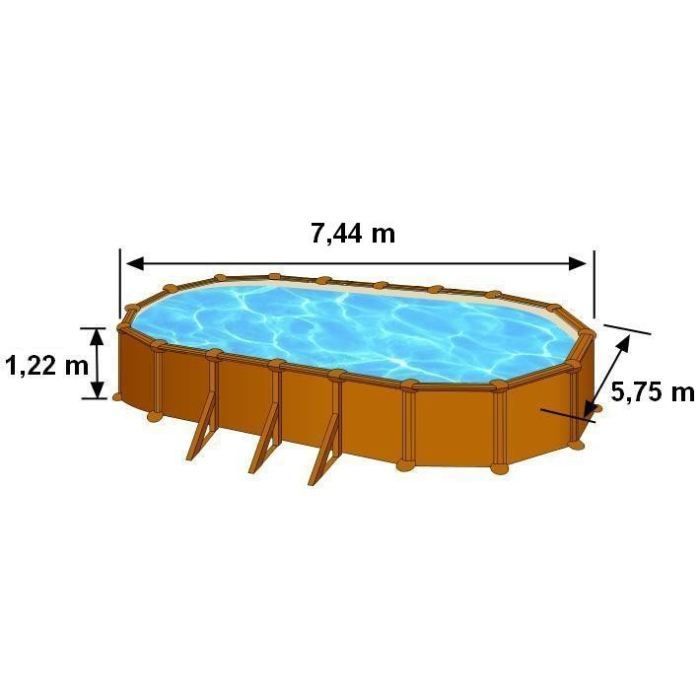 GRE Pacific ovaal zwembad 730 x 575 cm h 120 houtlook - bruin