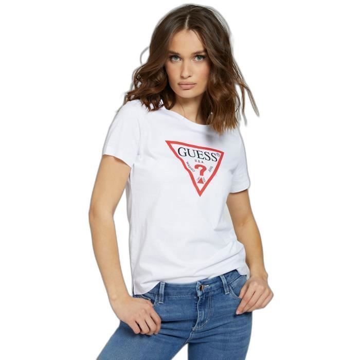 Camiseta Guess Original para mujer - blanco puro - XS