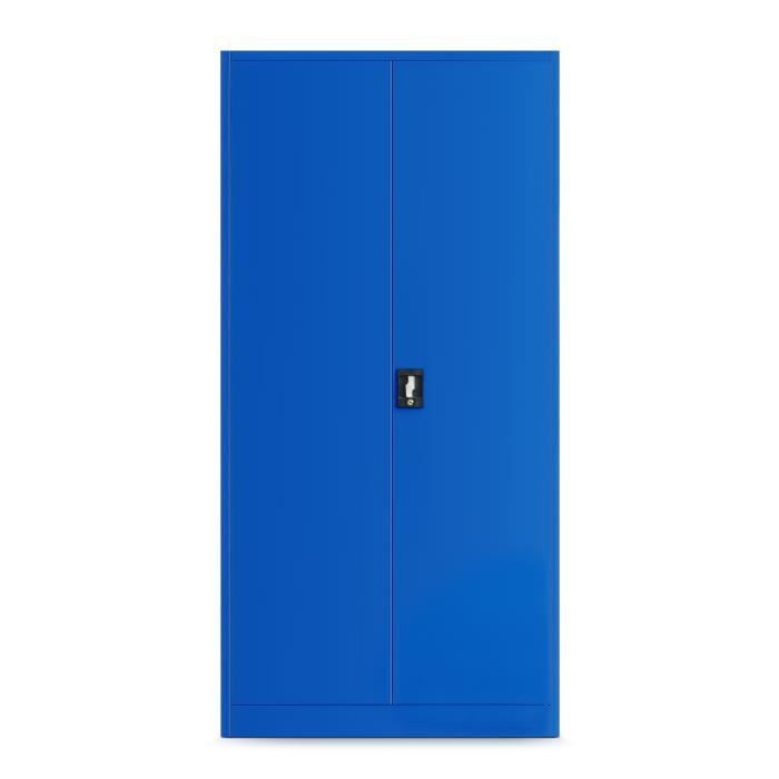 TC01A Gereedschapskast, metalen werkplaatskast, geperforeerde wand, 4 planken, scharnierende deuren, stalen plaat, 185 x 92 x 50 cm (blauw)