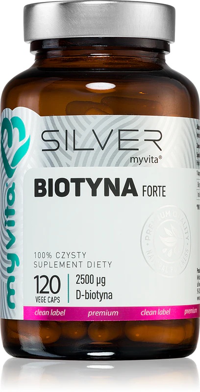 MyVita Silver Biotyna Forte prehransko dopolnilo v kapsulah za lepe lase, kožo in nohte