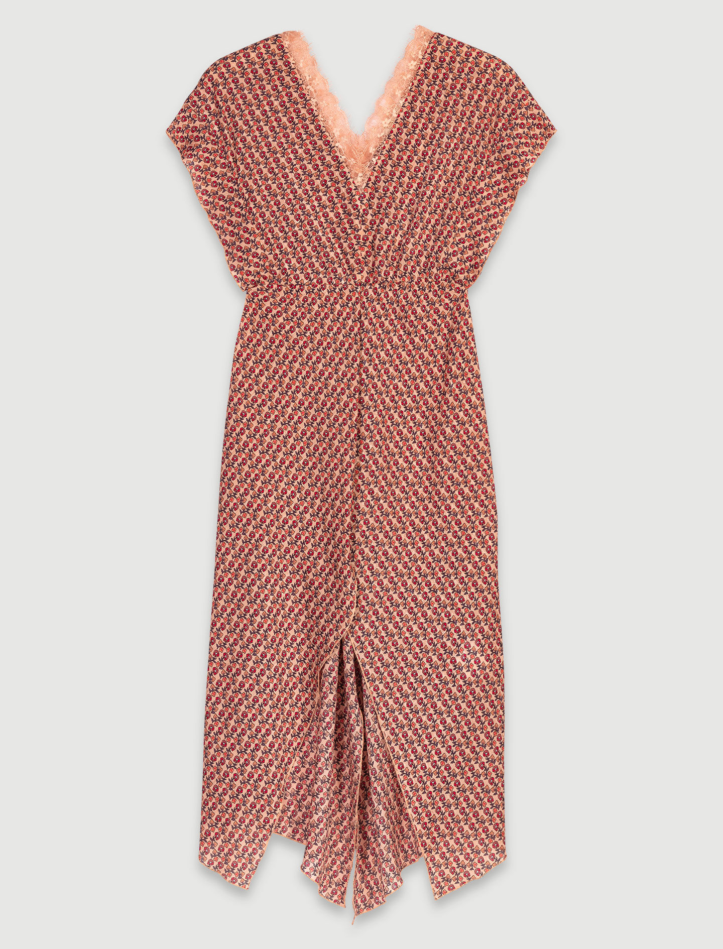 Maxi-jurk met bloemenprint - Mini fleurs rose foncé
