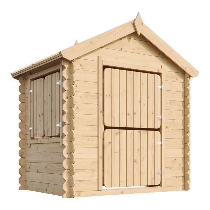 Casita de juegos de madera para niños - TIMBELA M516 - Sin suelo - 112x146xH145cm - 1,1m2