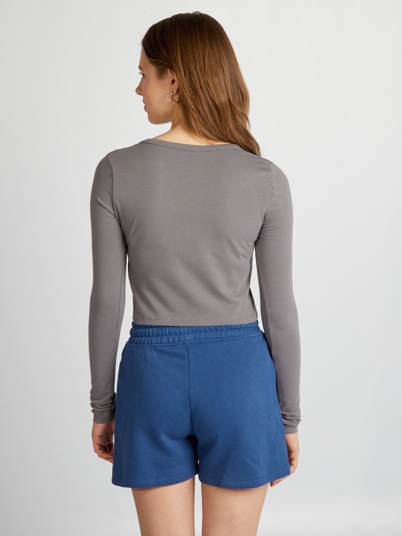 Crop top met lange mouwen - GRIJS