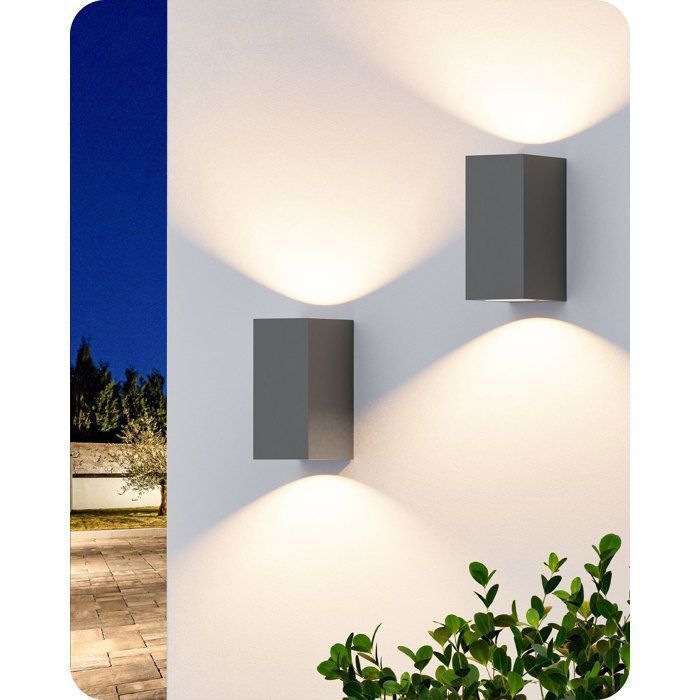 EDISHINE 2 PCS Applique Murale Extérieure Intérieure IP44, Douille GU10, Ampoule non Incluse, Gris Foncé, Éclairage d'Extérieur