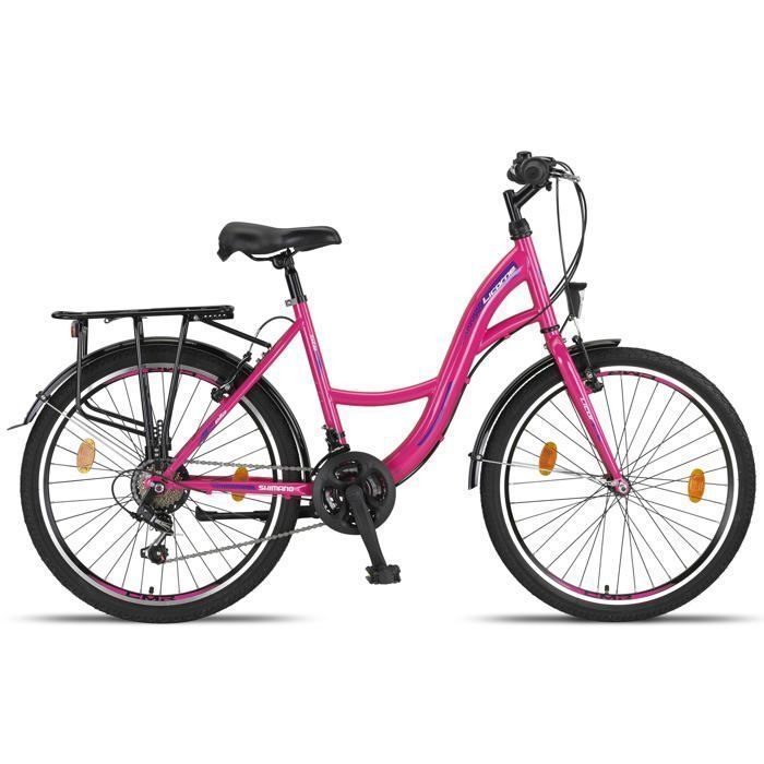 Licorne Bike Stella Premium Vélo de Ville – Vélo Hollandais Confortable,  (Rose 24)