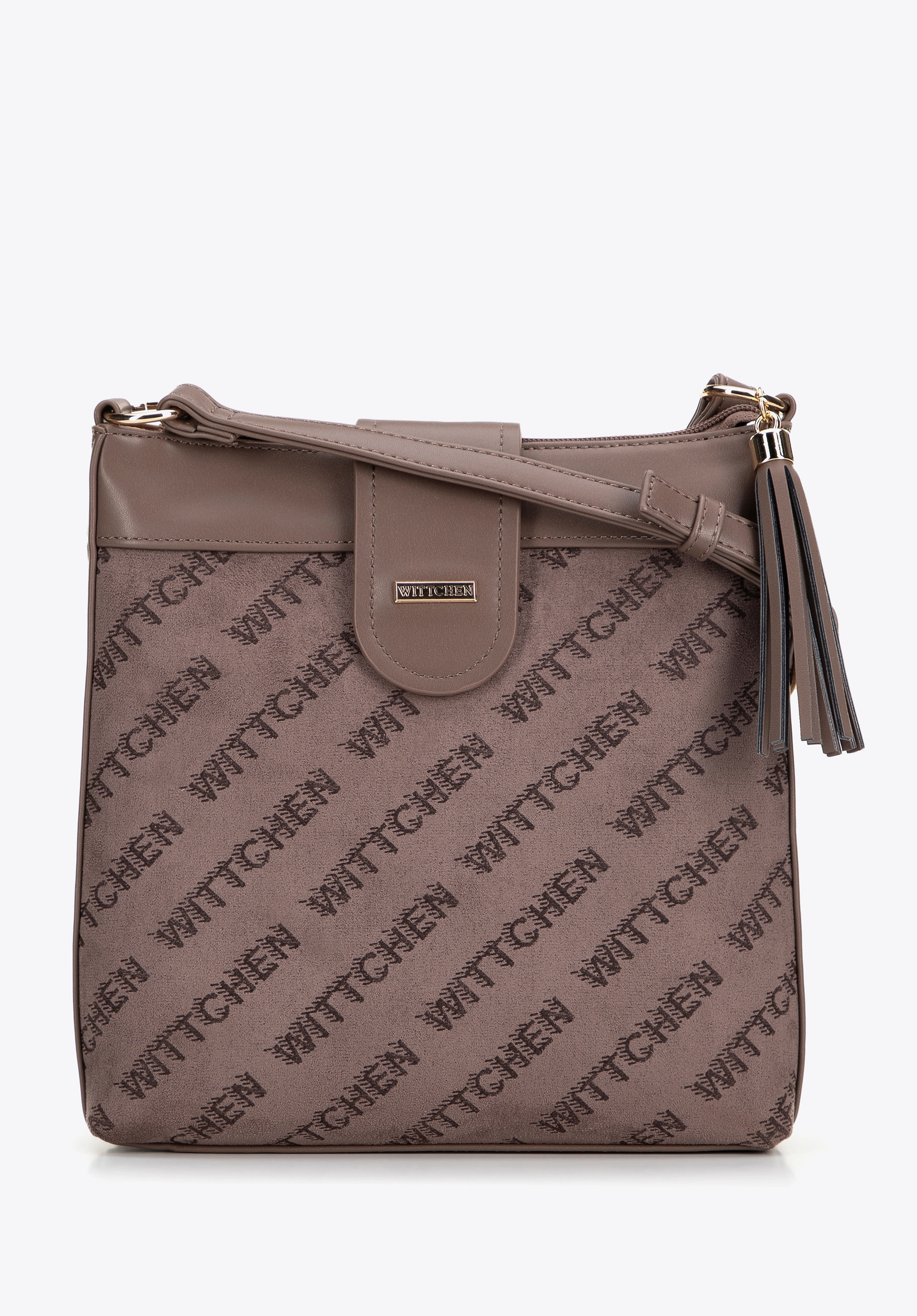 Damska crossbody z ekoskóry w logo beżowa