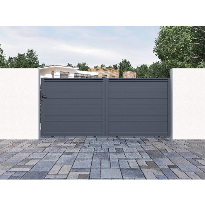 Cancello scorrevole in alluminio massiccio (L374 x H165 cm complessivi) antracite - NAZARIO