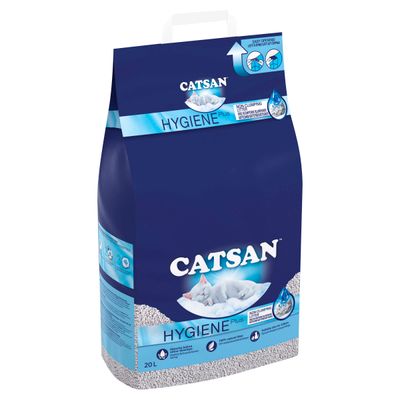 Confezione multipla da 20 litri di lettiera Catsan Hygiene Plus + snack per gatti Dreamies!*