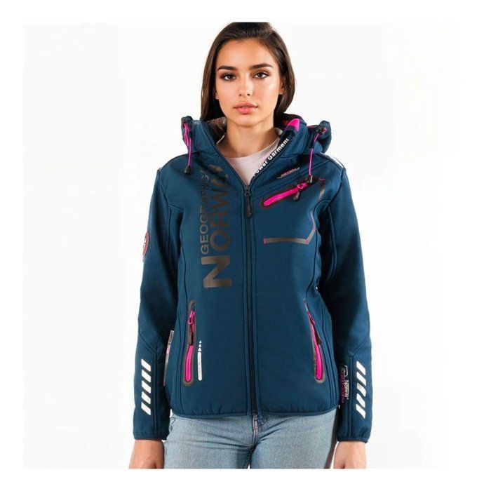 Dames softshelljack - Geographical Norway Reine - Blauw - Met capuchon