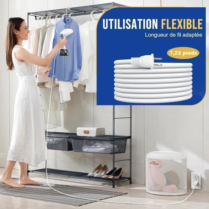 Rolipo handstoomapparaat voor kleding, draagbaar reisstoomapparaat, 1640W 400ML, stoomafgifte 33 g/min