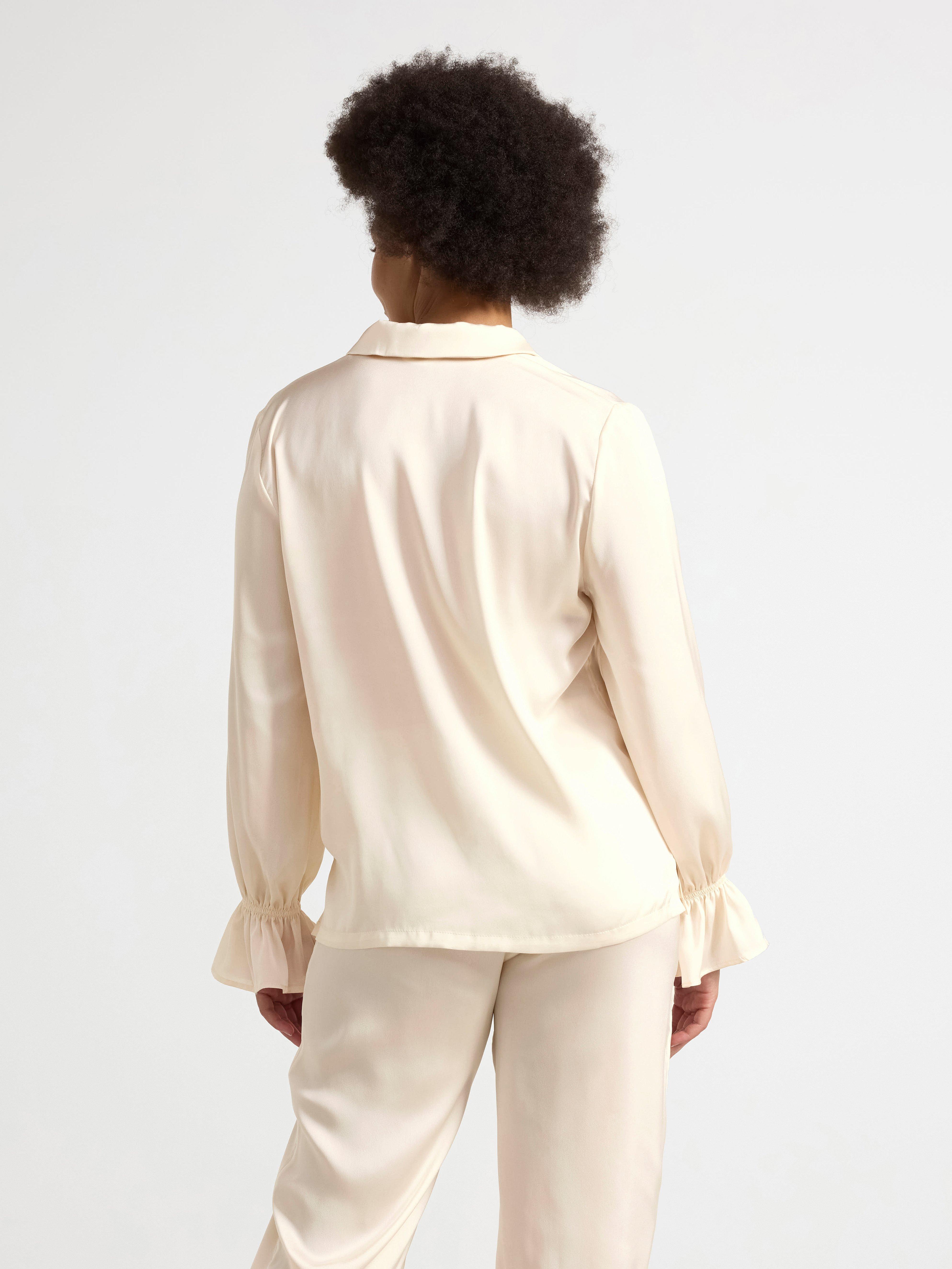 Pyjamasskjorta en satin blanc