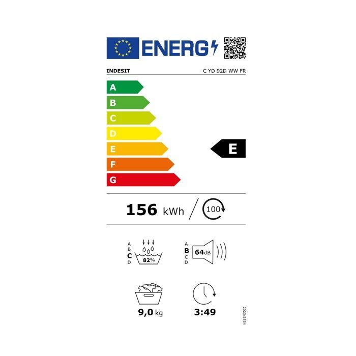 Indesit Sèche-linge pompe à chaleur 60cm 9kg blanc - CYD92DWWFR