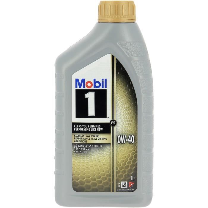 Aceite sintético para motor 5W-40 FS - MOBIL 1 - Lata de 1L - Ultra alto rendimiento - anticontaminación