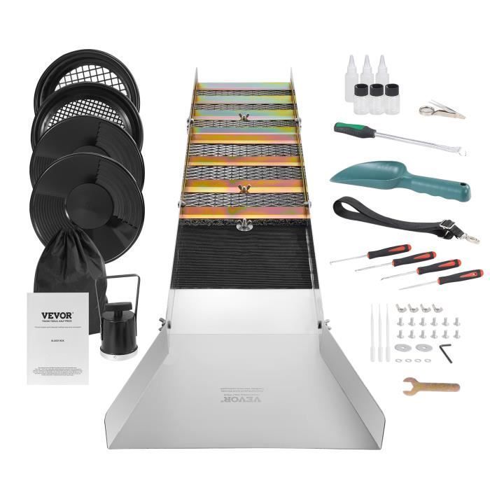 Kit portátil para buscar oro - VEVOR - 23 piezas - Caja de lavado de oro de 270 cm, tamiz, pipetas, pala y bolsa de transporte.