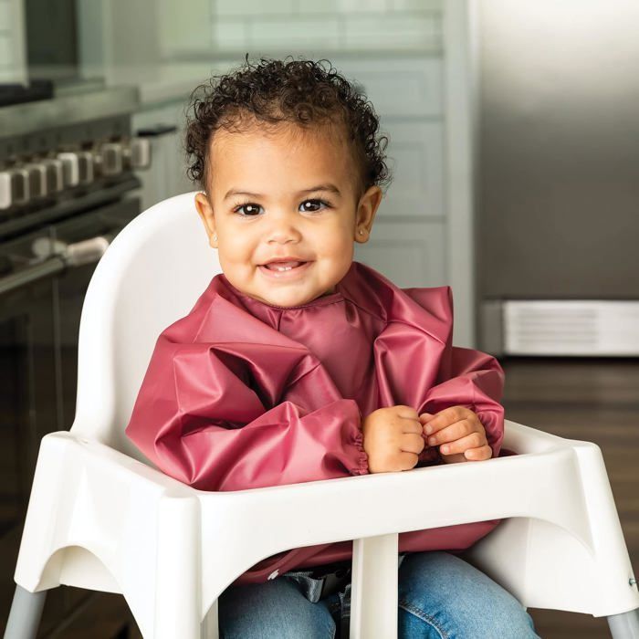 Long-sleeved baby bibs – Pack of 2 – Waterproof – Easy to use – Machine washable and leak-proof