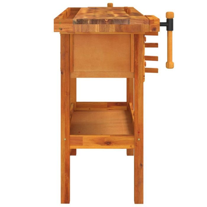 Banco de trabajo vidaXL con cajones y tornillos de banco 124x52x83 cm Madera maciza de acacia 153322