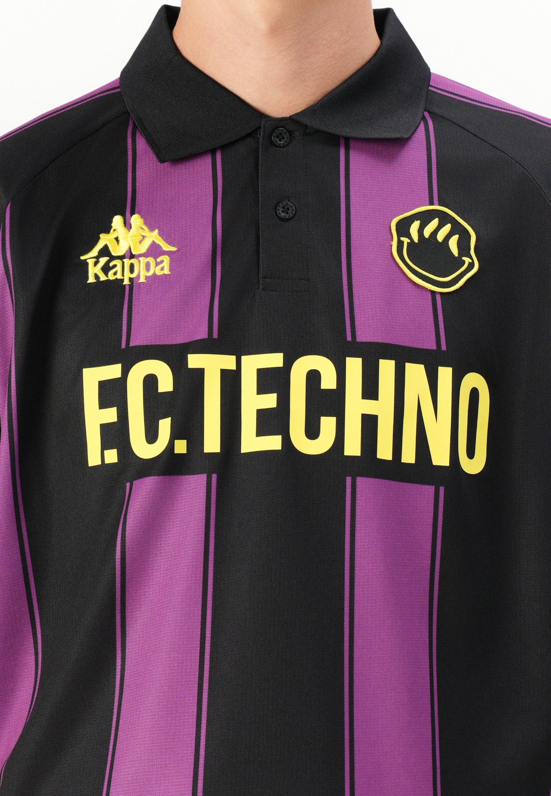 Kappa RETRO TECHNO AUTHENTIC TANEK JERSEY UNISEX - Polo - nero/viola/giallo