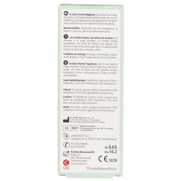 Kruidvat Opticare -1.75 bløde endagslinser<br>Medicinsk udstyr - 10 stk.