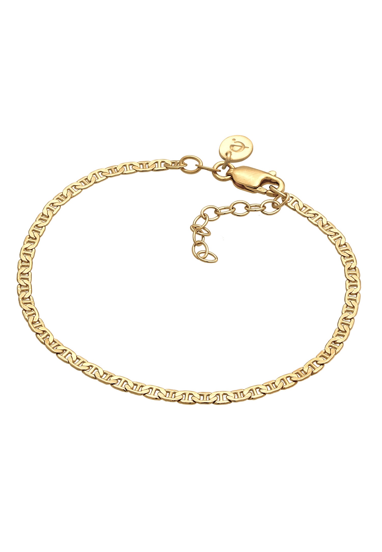 Elli PREMIUM Chaîne d'haltères pour dames ajustable Basic Minimal Trend en argent sterling 925 plaqué or
