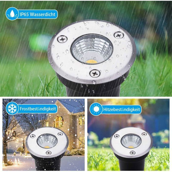 Foco empotrable de suelo para exteriores AIMOONSA - 4x5W - 12-24V - IP67 - Blanco cálido