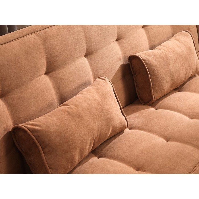 Sofá de tela con mecanismo clic-clac - OFERTA - ÚNICO - MISHAN - 3 plazas - Caramelo - Contemporáneo