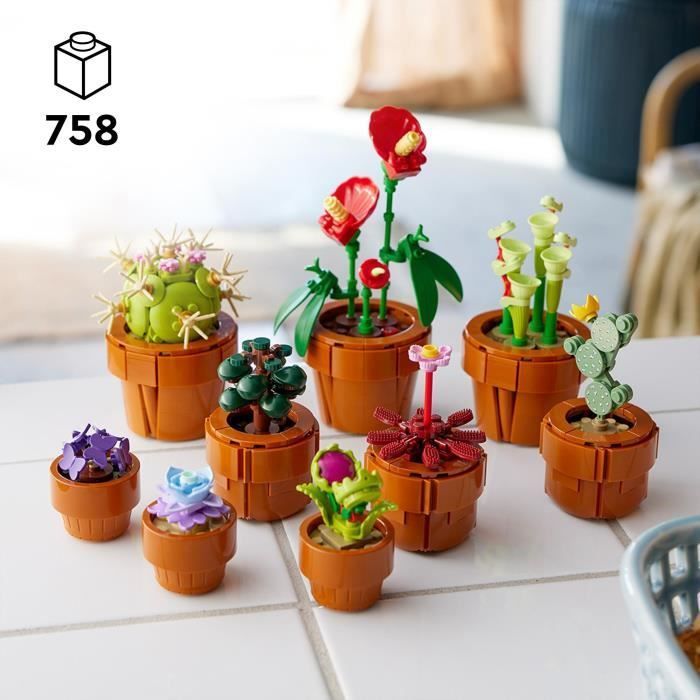 LEGO® Icons 10329 Plantas em Miniatura, Coleção Botânica, 9 Plantas Artificiais com Flores, Decoração para Interiores