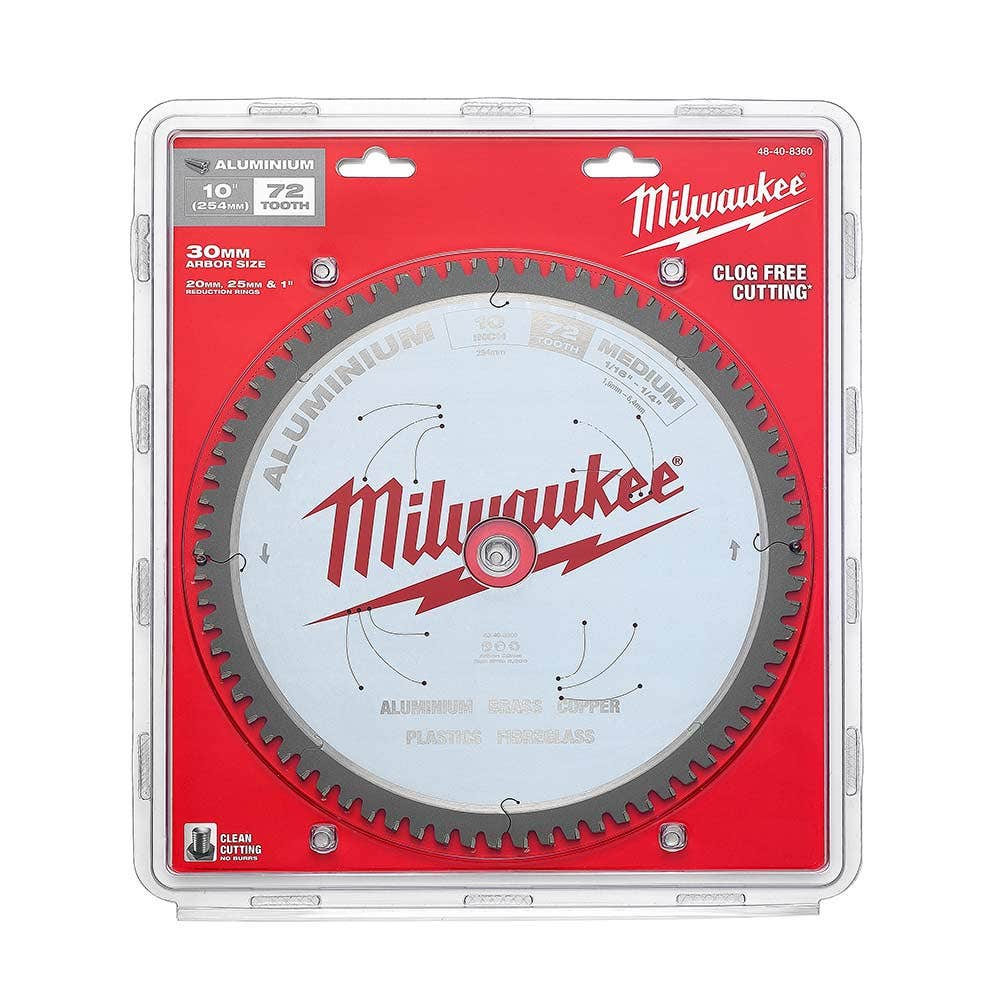 Serra circular MILWAUKEE de 254 mm com lâmina TCT de 72 dentes para alumínio 48408360