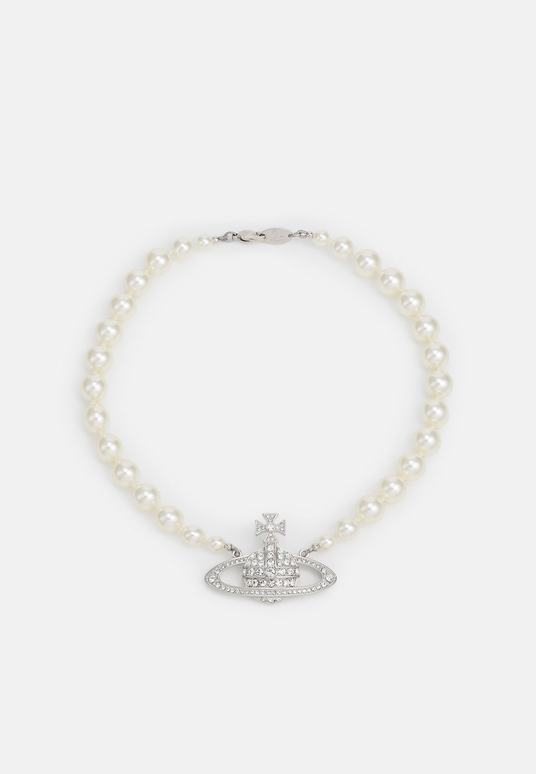 Vivienne Westwood ONE ROW BAS RELIEF CHOKER - Ogrlica - krem/srebrne boje