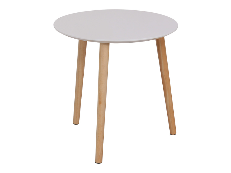 Stolik okrągły Jana 40 cm biały nogi drewniane