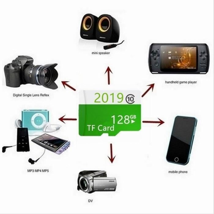Carte mémoire micro SD - GAAK - 128 Go - Classe 10 - Haute vitesse - Adaptateur inclus