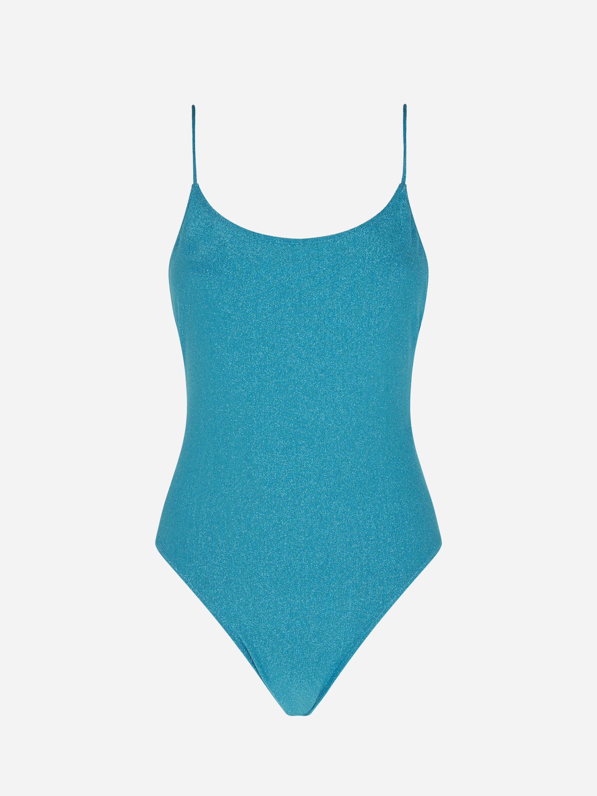 Eendelig badpak van lichtblauwe lurex