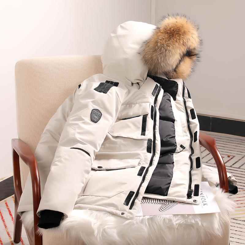 Hooded Coat for Women Women's Coat Warm Thick Couples Men's and Women's Winter Woman Coats Female Big Real Fur Collar