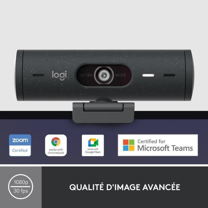 Cámara web - Full HD 1080p - Logitech - Brio 500 - Micrófono integrado - Grafito