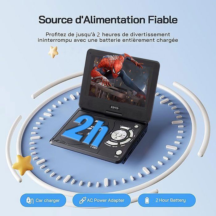 9,8 Pouces Lecteur DVD Portable, Écran HD 9