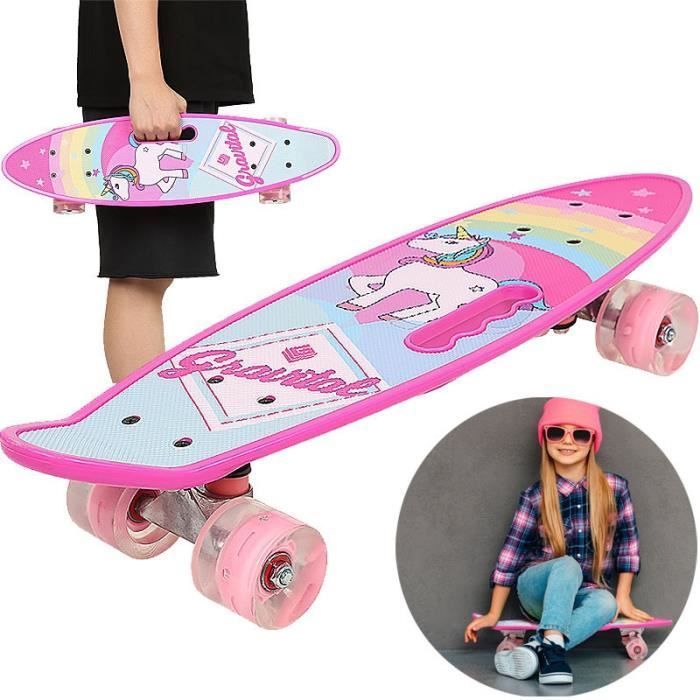 Skateboard with flashing wheels for beginners - 59x15x11cm
