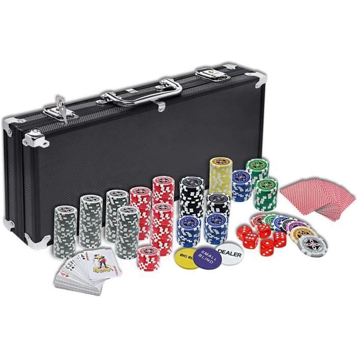 Juego de póker profesional con 500 fichas láser - NAIZY - Estuche de aluminio negro