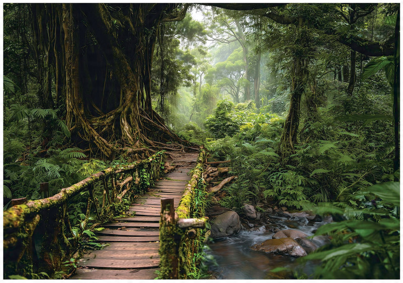 Fototapeta Drzewa 3D Droga W Lesie Natura Na Ścianę Sypialnia Salon 250X175