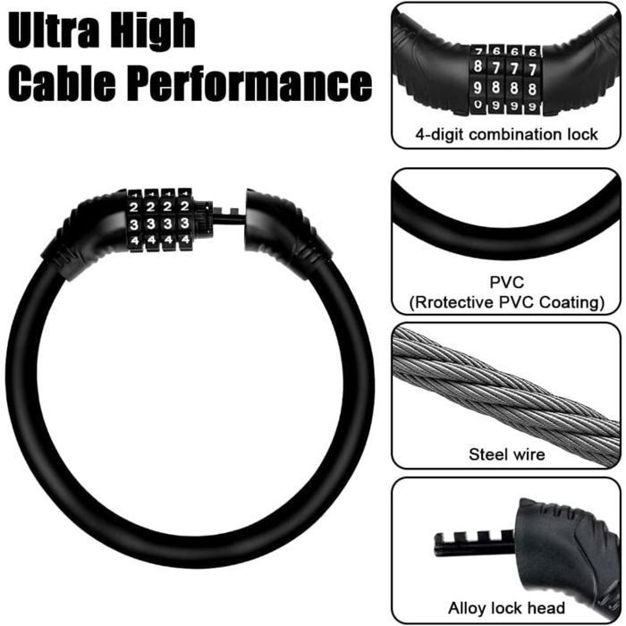 Candado para bicicleta, candado para patinete eléctrico, candado para patinetes, candado para casco de motocicleta, candado para remolque, antirrobo