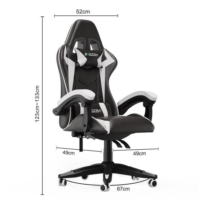 Sedia da gaming - Sedia da ufficio girevole regolabile - Stile racing - con cuscino e schienale reclinabile