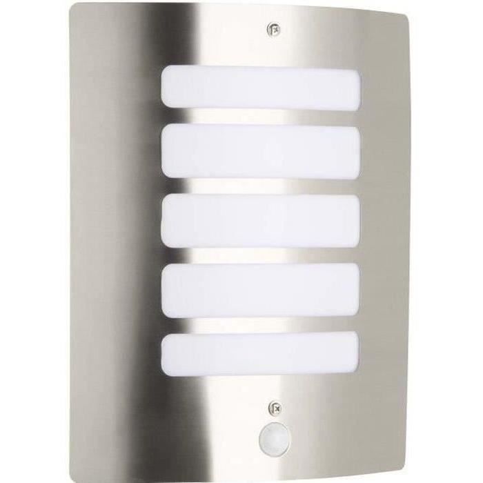 Aplique de pared exterior TODD de acero con sensor de movimiento - Brillante - 1x60W - Bombilla incandescente no incluida (E27)