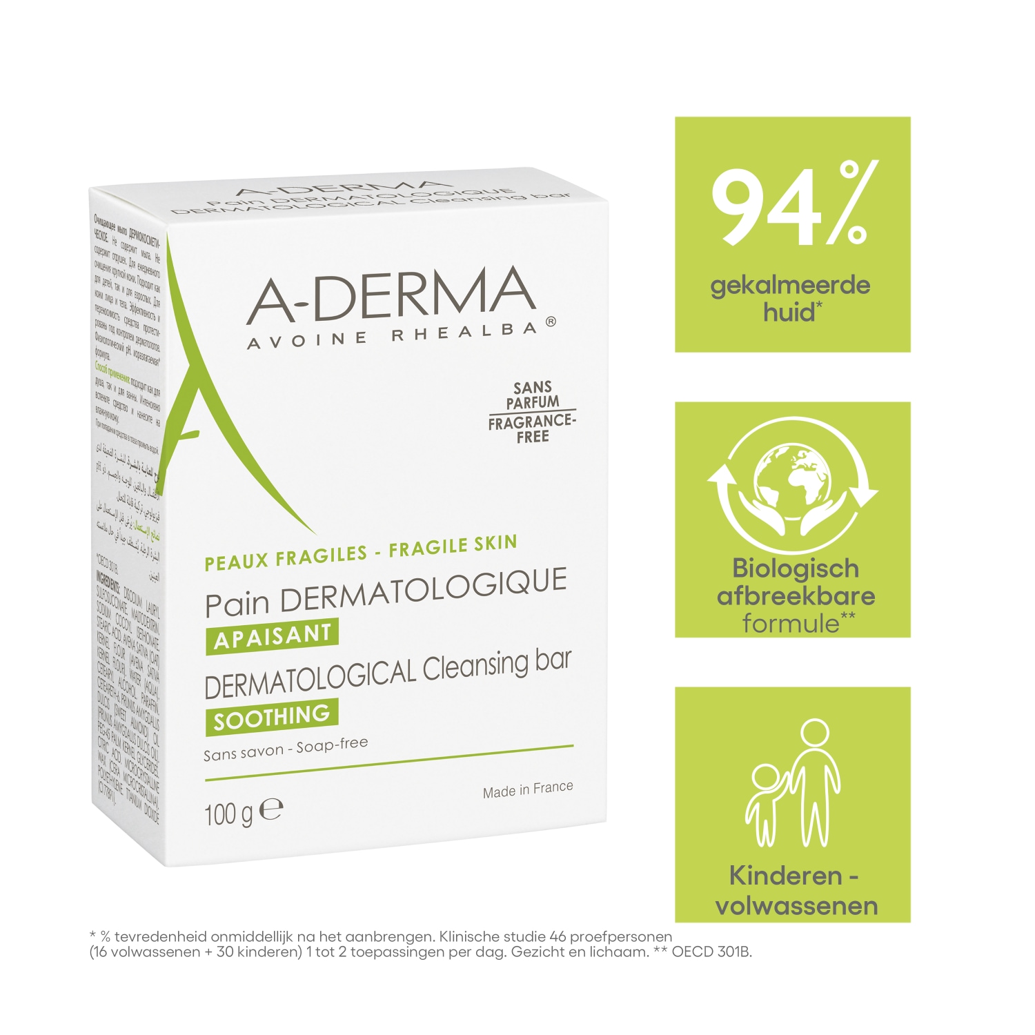 A-DERMA Körperseife, dermatologische Reinigungsseife – 100 ml