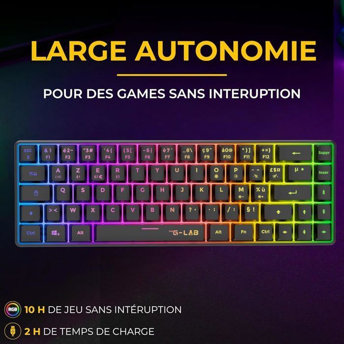 Tastiera da gioco wireless al 60% - ZGEER - Keyz Hydrogen Wl - Tripla modalità: 2,4 GHz, Bluetooth, USB - Digitazione silenziosa