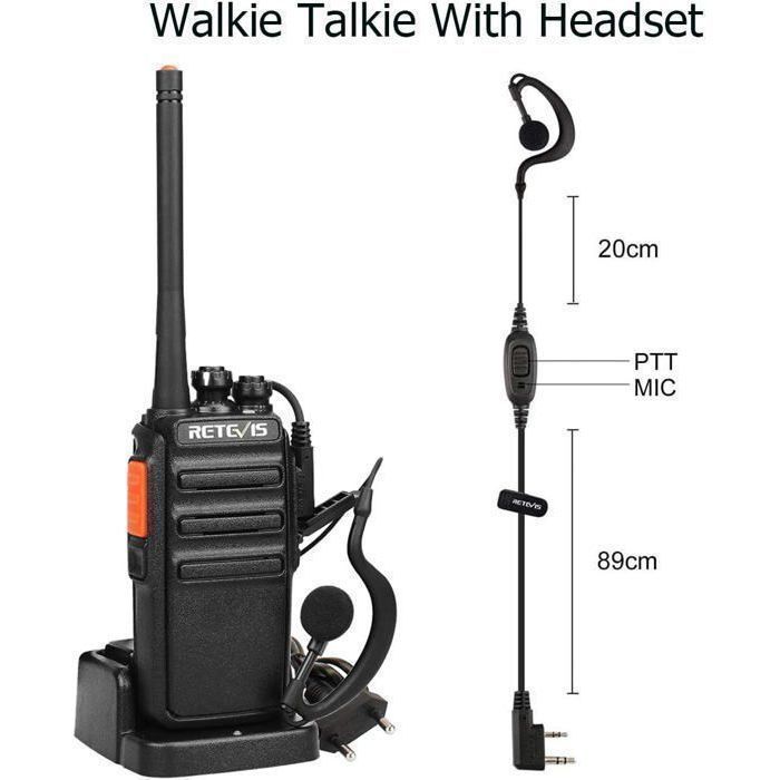 Retevis RT24 Long Range Walkie Talkie, PMR Radio 16 Channels, Rechargeable Walkie Talkie with Earpiece for Family, Hiking