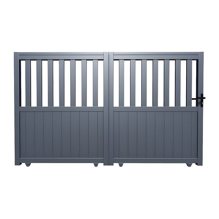Puerta corredera semiabierta de aluminio - VENTA ÚNICA - TARNOS II - Motorizada - Gris antracita