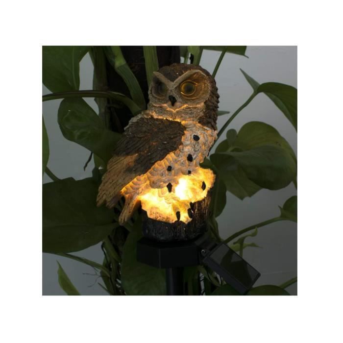 Garden Decoration Lamp - Solar Powered - Realistic Owl - Waterproof - Solar Powered - Brown